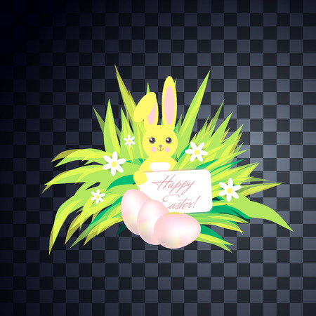 Easter cute bunny illustration on transparent backgroundのイラスト素材