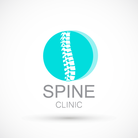 Spine blue round logo clinic medicine chiropractic backbone health illustrationのイラスト素材