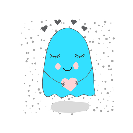 Blue smile comic ghost vector symbol isolated on backgroundのイラスト素材