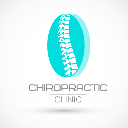 Spine logo clinic blue elipse medicine chiropractic backbone health illustrationのイラスト素材