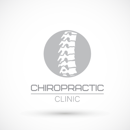 Spine gray round logo clinic medicine chiropractic backbone health illustrationのイラスト素材