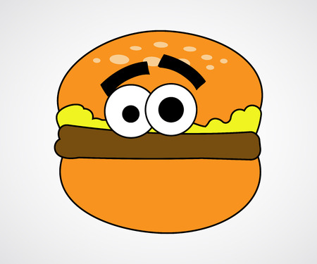 Cartoon comic hamburger vector symbol isolated on backgroundのイラスト素材