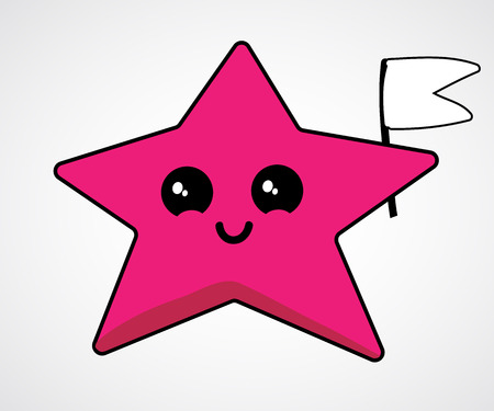 Cartoon pink star, smile, comic vector symbol isolated on background.のイラスト素材