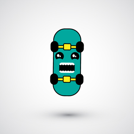 Vector skateboard with facial expression cartoon style isolated on background.のイラスト素材