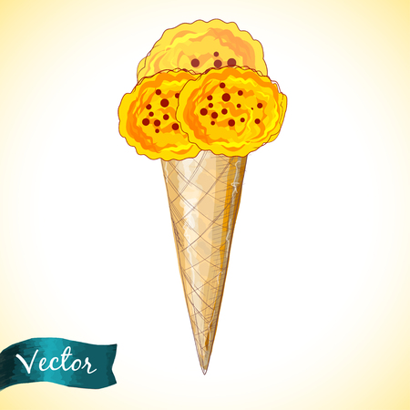 Ice cream cone hand drawn vector illustration cartoon style.のイラスト素材