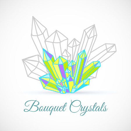 Crystal hand drawn blue bright vector illustration isolated on white background.のイラスト素材