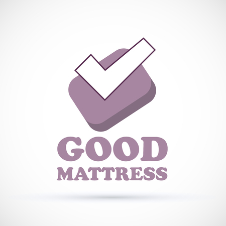 Chek mark on mattress concept shop with Good Mattress inscription vector illustration.のイラスト素材