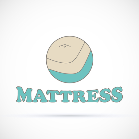 Circle sign with mattress design, Mattress inscription vector illustration.のイラスト素材