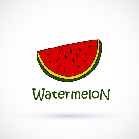 Hand drawn red bright watermelon typography and graphic design vector illustration.のイラスト素材
