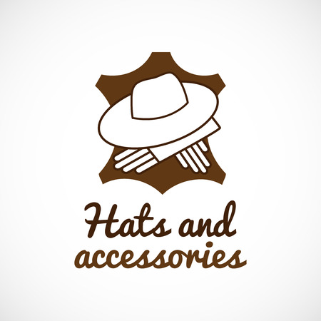 Hat and gloves brown leather icon isolated on white backgroundのイラスト素材