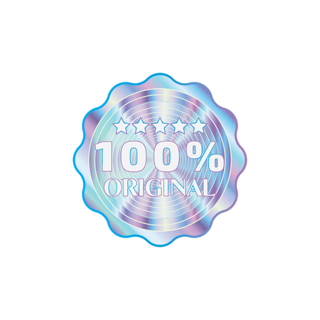 Holographic design illustration round wave shape sticker original quality emblemのイラスト素材