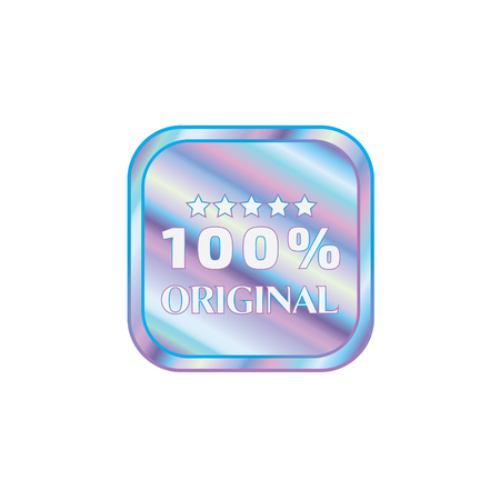Holographic design illustration round square shape sticker original emblemのイラスト素材