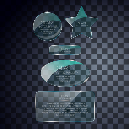 Set of glass banners on transparent backgroundのイラスト素材