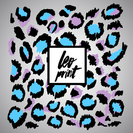 Pattern leopard trendy print blue color exotic illustrationのイラスト素材