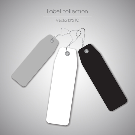 Label white black and gray hanging tag collection illustration on gray backgroundのイラスト素材