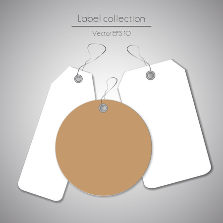 Label hanging round cardboard tag collection illustration on gray backgroundのイラスト素材