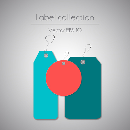 Label bunch blue and red hanging tag collection illustration on gray backgroundのイラスト素材