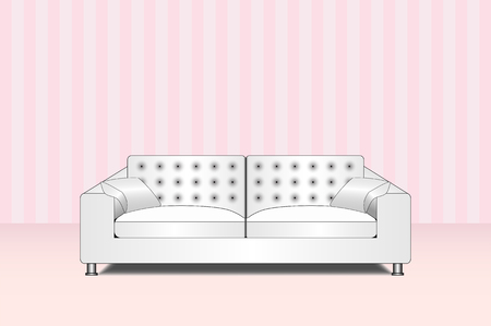 Living room pink illustration white leather sofaのイラスト素材