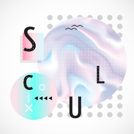 Trendy hologram backdrop futuristic art illustration Memphis creative background.のイラスト素材