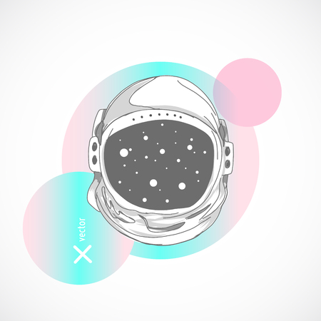 Hand drawn astronaut art helmet graphic illustrationのイラスト素材