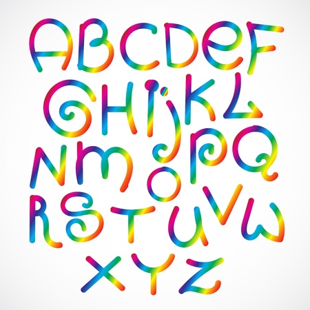 Rainbow alphabet hand drawn text set graphic illustrationのイラスト素材