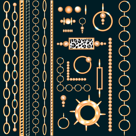 Chain set gold collection vector illustration fashion printのイラスト素材