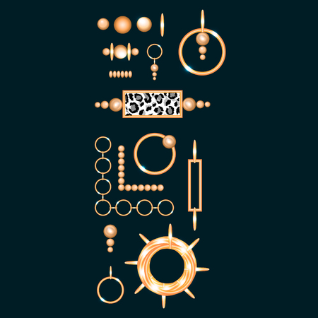 Chain set gold collection vector illustration fashion printのイラスト素材