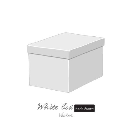 White box freehand hand drawn illustration package vector shape isolated with white baseのイラスト素材