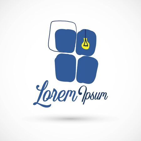 Blue window lamp logo home night vector illustrationのイラスト素材
