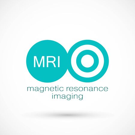 MRI diagnostic vector icon logo. Magnetic resonance imaging medical machine. CT scan symbol illustration. Computerized tomography scanner. logotype on white backgroundのイラスト素材