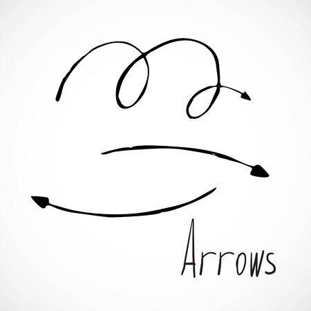 Arrows symbol curve swirl ink sketch hand drawn vector signのイラスト素材