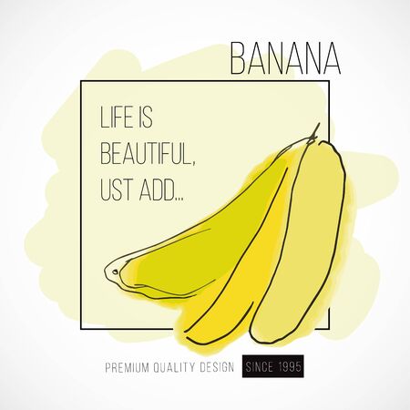 Fashion t-shirt print fun quote apparel vector slogan comic phrase hand drawn watercolor banana on white backgroundのイラスト素材