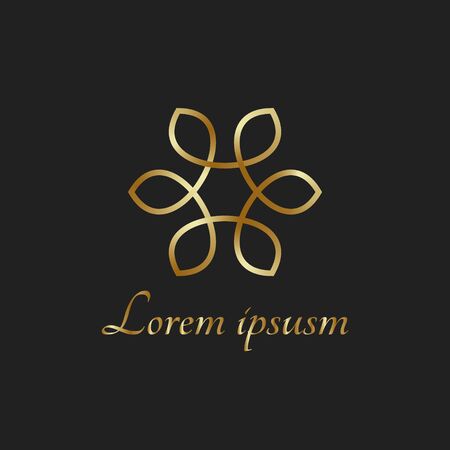 Golden logo element flower circle luxury fashion icon east styleのイラスト素材