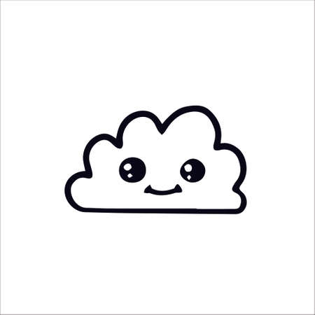 Cute cloud eyes smile childrens picture kawaii style vector illustrationのイラスト素材