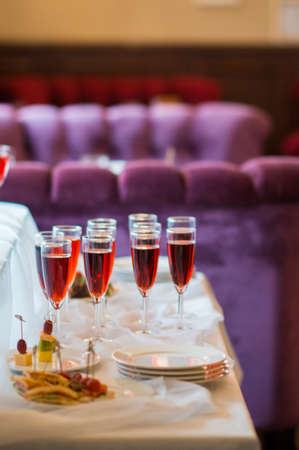 Red drinks on the tableの写真素材
