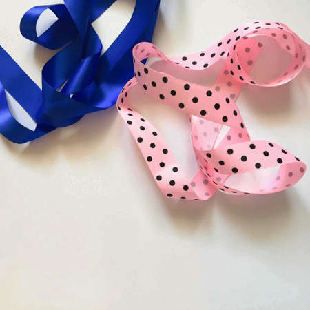 Colorful ribbons on white backgroundの写真素材