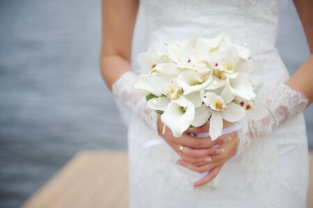 Wedding bouquet in the bride's handsのeditorial素材