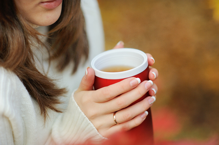 woman drink teaの写真素材