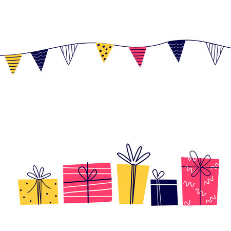 Funny presents on a white background. Birthday theme.のイラスト素材