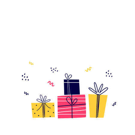 Funny presents on a white background. Birthday theme.のイラスト素材