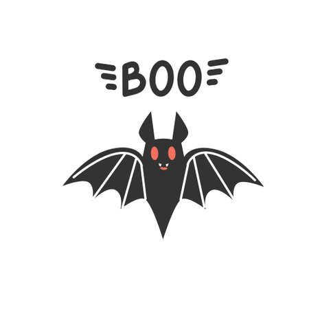 Happy Halloween decor elements. Boo and bat.のイラスト素材