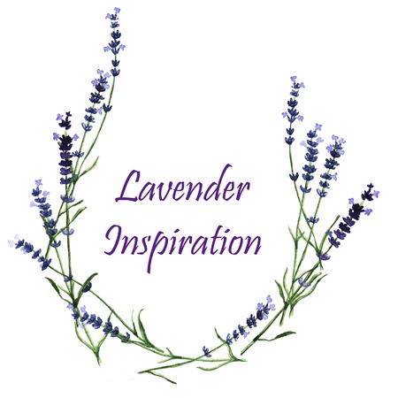 Watercolor decorative elements - wreath with lavenderのイラスト素材