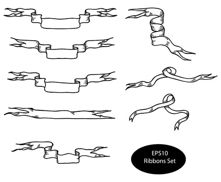 Hand drawn ribbons set. のイラスト素材