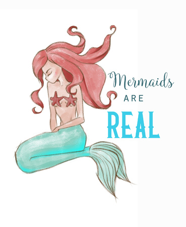 Hand-drawn beautiful mermaid character illustration. Sea template for poster, card, invitation. Mermaids Are Realの写真素材