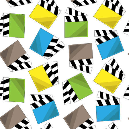 Seamless vector pattern with color little clapperboardsのイラスト素材