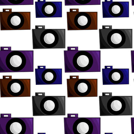 Seamless vector pattern with colors old cameraのイラスト素材