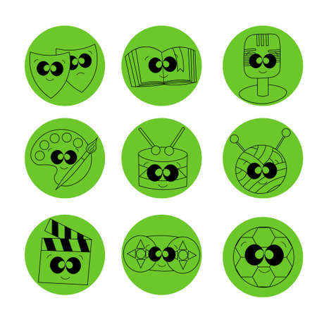 Icons on the theme of Hobbies and Creativityのイラスト素材