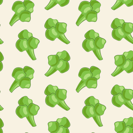 Seamless vector pattern with little green broccoliのイラスト素材