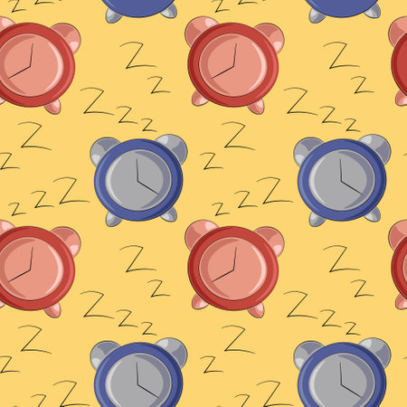Seamless vector pattern with pink and blue Alarmのイラスト素材