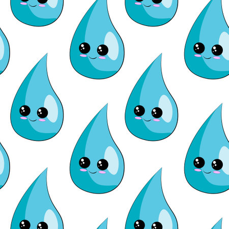 Seamless vector pattern with cute cartoon dropのイラスト素材